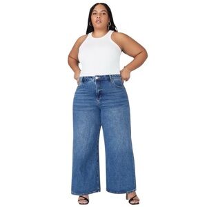 Women's Blue Wide-Leg Jeans